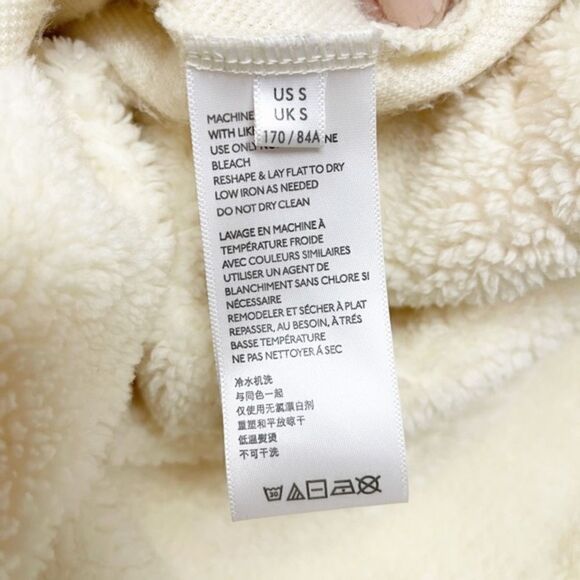 Urban Outfitters Teddy Cropped Hoodie Fleece Cream Small - Picture 5 of 8